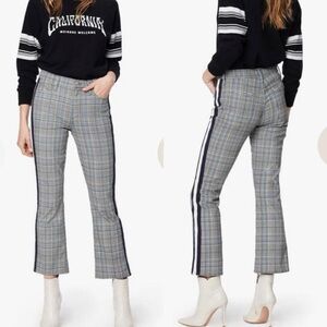Mother Insider Ankle Grey Slim Leg Blue White Plaid Trosuers - 25